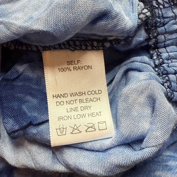 XL Ee:some Blue Tie‎ Dye Peasant Top Ruffle Long Sleeve Blouse - Picture 4 of 5